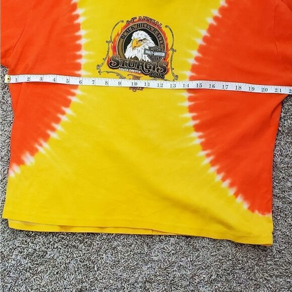 Harley Davidson, Y2K, Orange & Yellow Tie Dye Sturgis T-Shirt - Picture 3 of 6